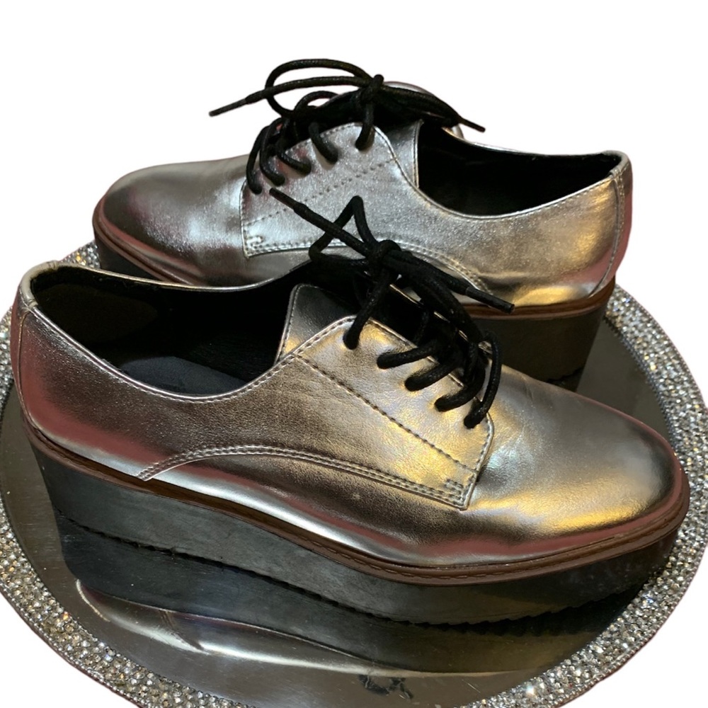 Silver & Black Madden Girl Platform Shoes